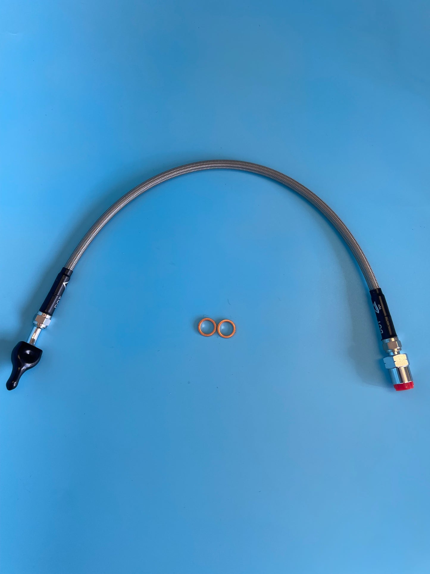 S/S Braided Front Brake Hose BMW K75C (ABS), K100 (ABS), R65RT SF, R80RT, R100RT; 34 32 2 310 184, 34 32 1 457 909 / Venhill -