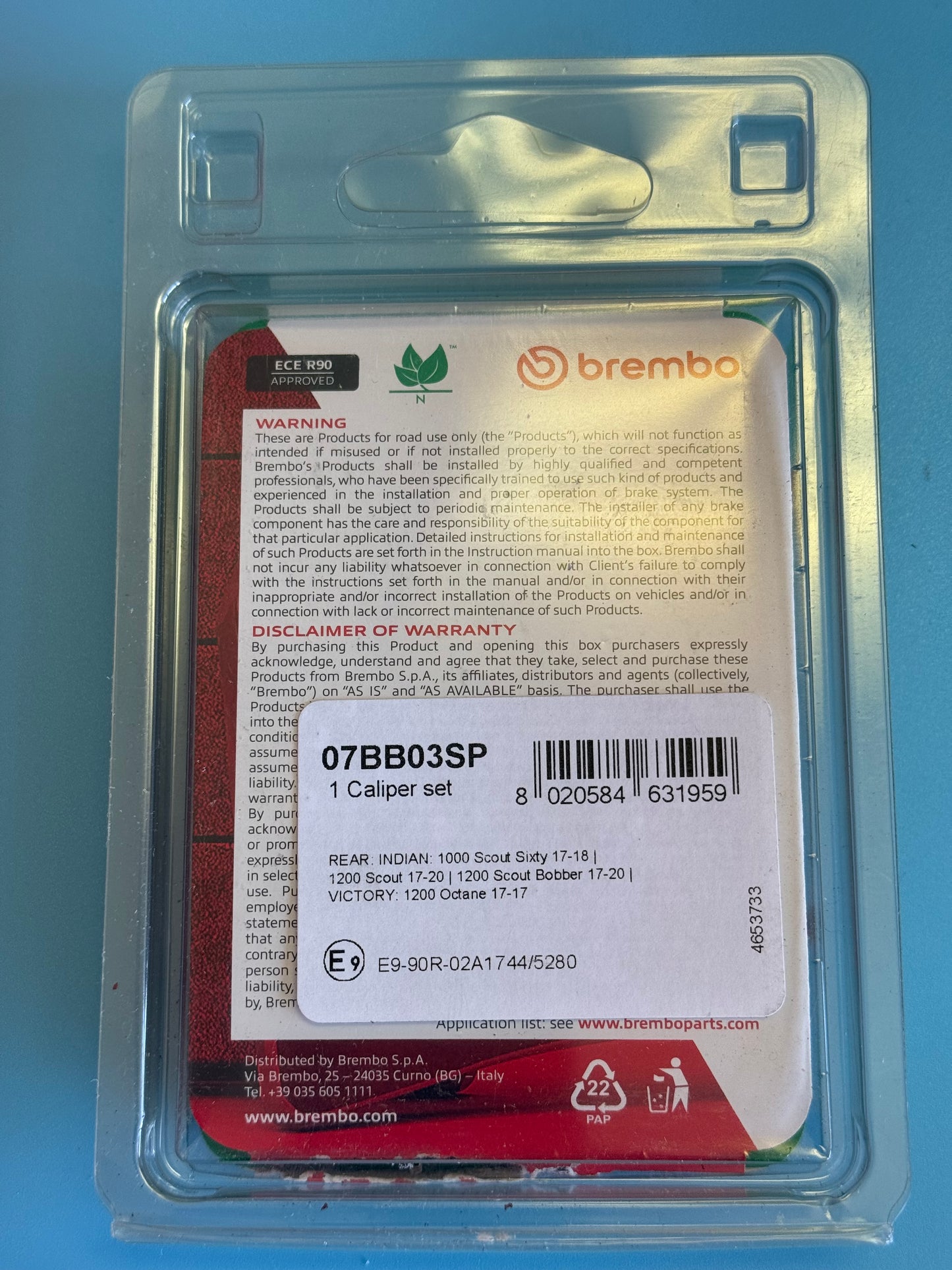 BREMBO Sinter Pads F650-F800 HP2 R1200>'14 -34 11 7 651 958